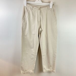 LL Bean  Chino Pants High Rise Flat Front Straight Leg Light Tan Size 8 Petite